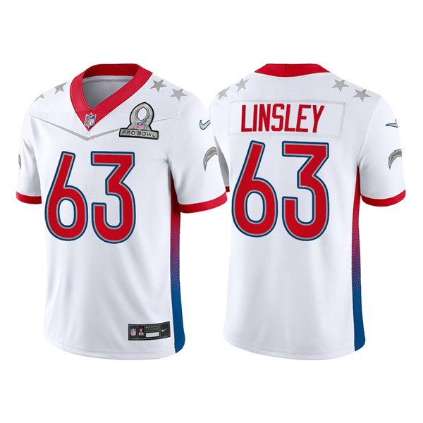 Men’s Los Angeles Chargers #63 Corey Linsley 2022 White AFC Pro Bowl Stitched Jersey